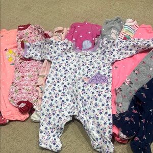 New born baby girl one piece bundle